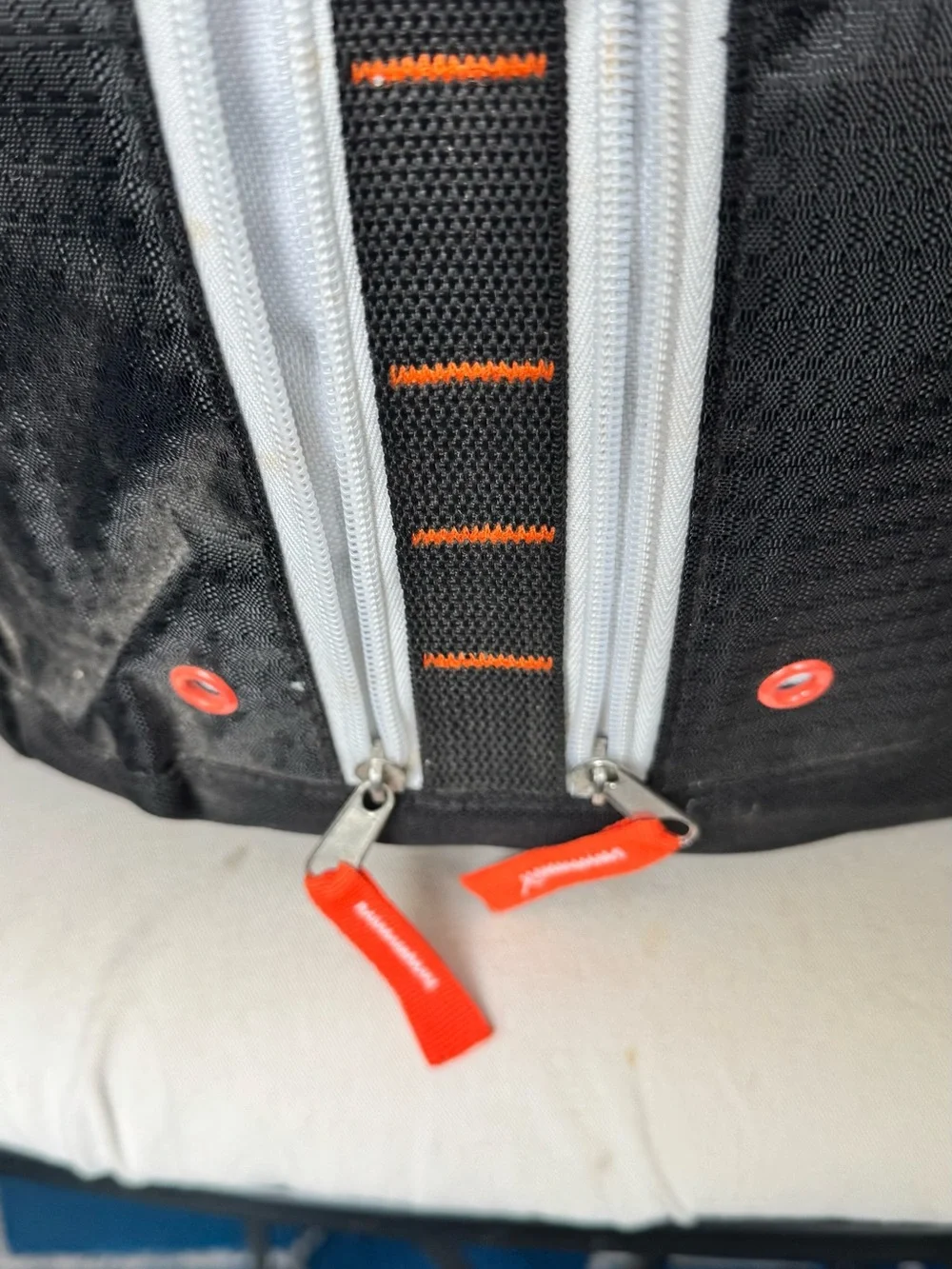 Black & White Backpack with Orange Accents
